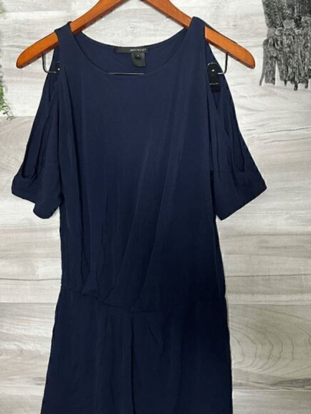Jay Godfrey Womens Navy Midnight Blue Open Shoulder Tunic Flowy Dress Size 0 - Picture 9 of 9